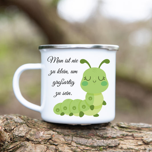 Man ist nie zu klein, um sich großartig zu fühlen! - Emaille Tasse (Silber)