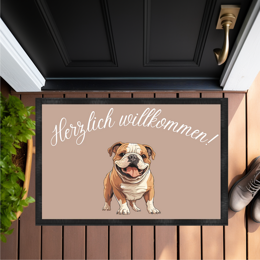 Herzlich willkommen, englische Bulldogge  - Fußmatte 60x40cm