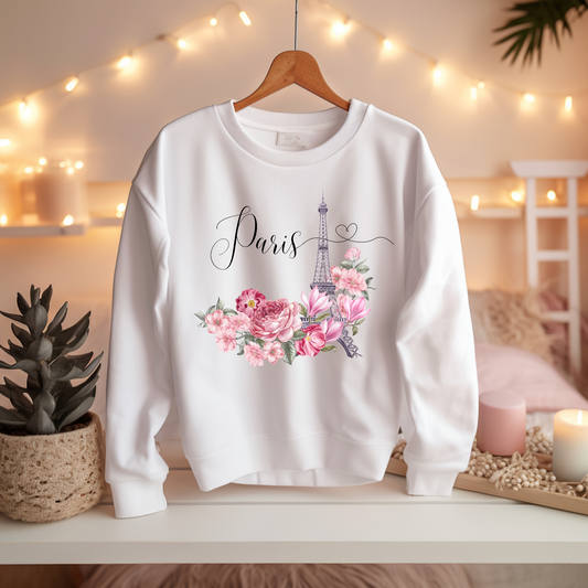 Paris, Blumen, Eifelturm - Basic Sweatshirt