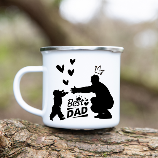Bester Papa  - Emaille Tasse (Silber)