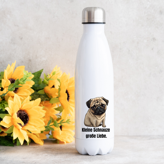 Kleine Schnauze, große Liebe, Mops - Thermoflasche 500ml