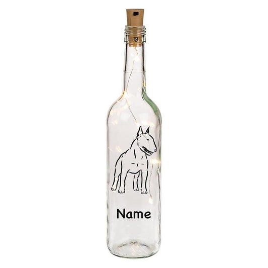 Leuchtflaschen Miniatur Bullterrier, individuell mit Name, Hund, Hunde,