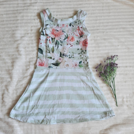 Größe 128 Sommerkleid, Blumen, Streifen, gestreift