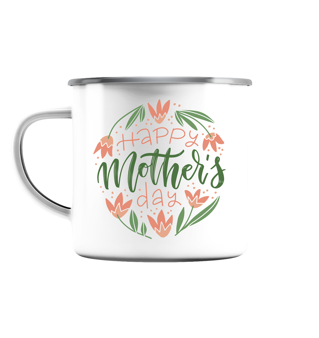 Happy Mothersday - Emaille Tasse (Silber)