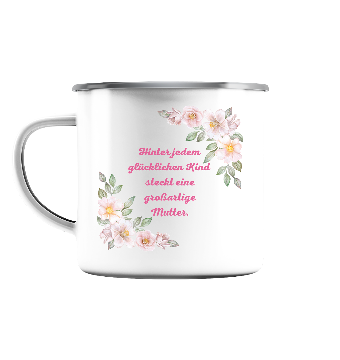Muttertag, Mama  - Emaille Tasse (Silber)