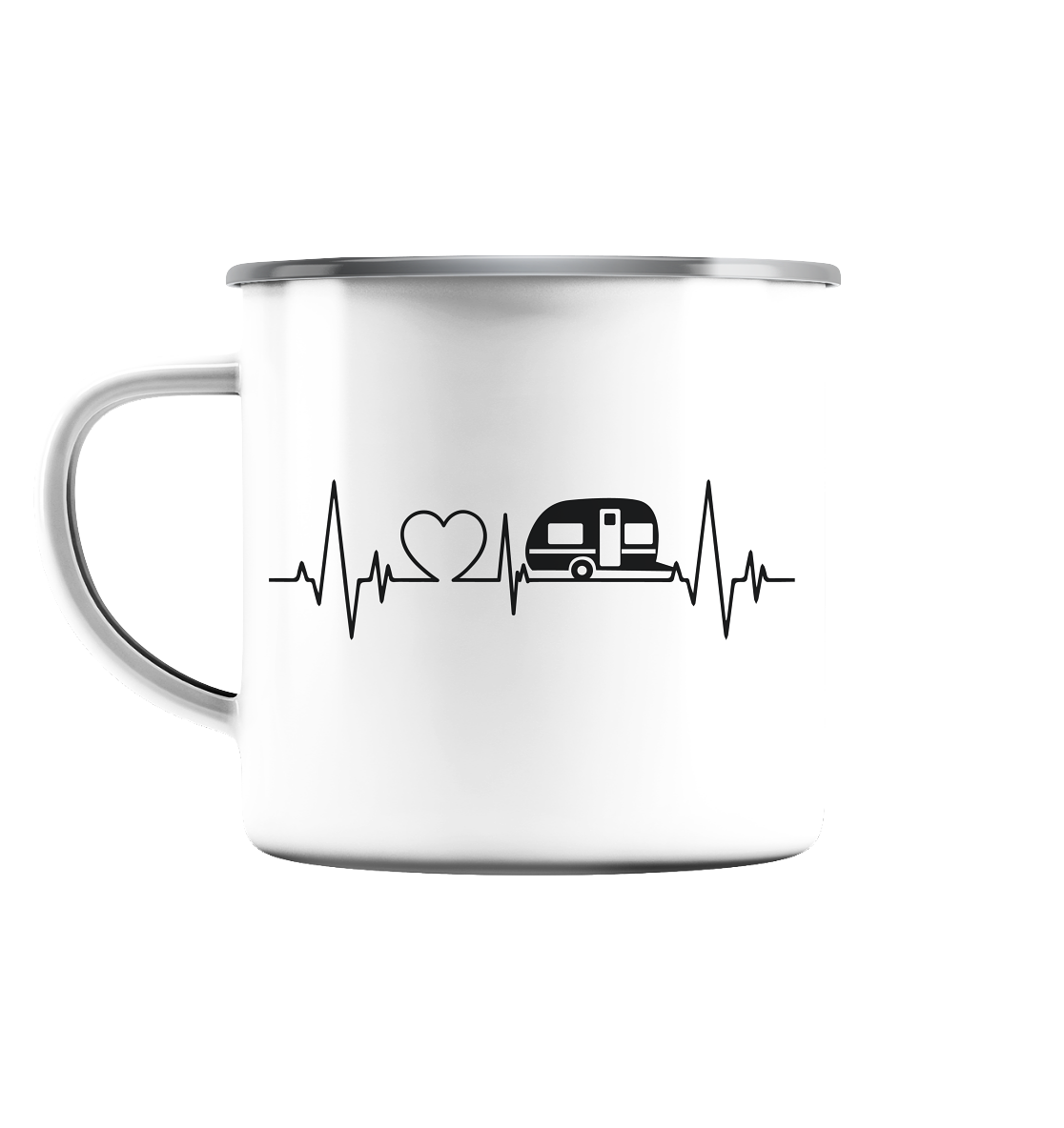 Campingliebe - Emaille Tasse (Silber)