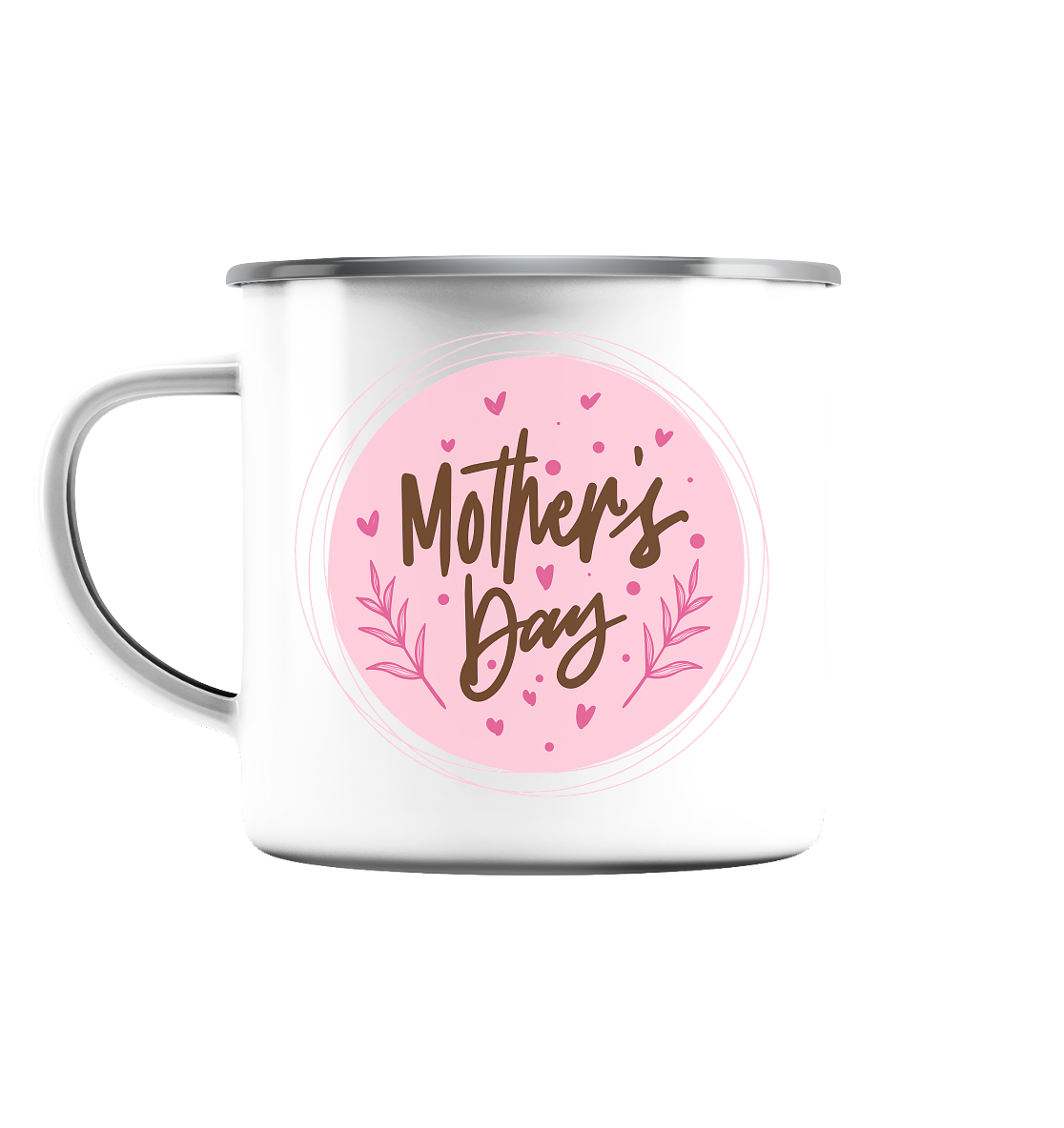 Happy Mothersday - Emaille Tasse (Silber)