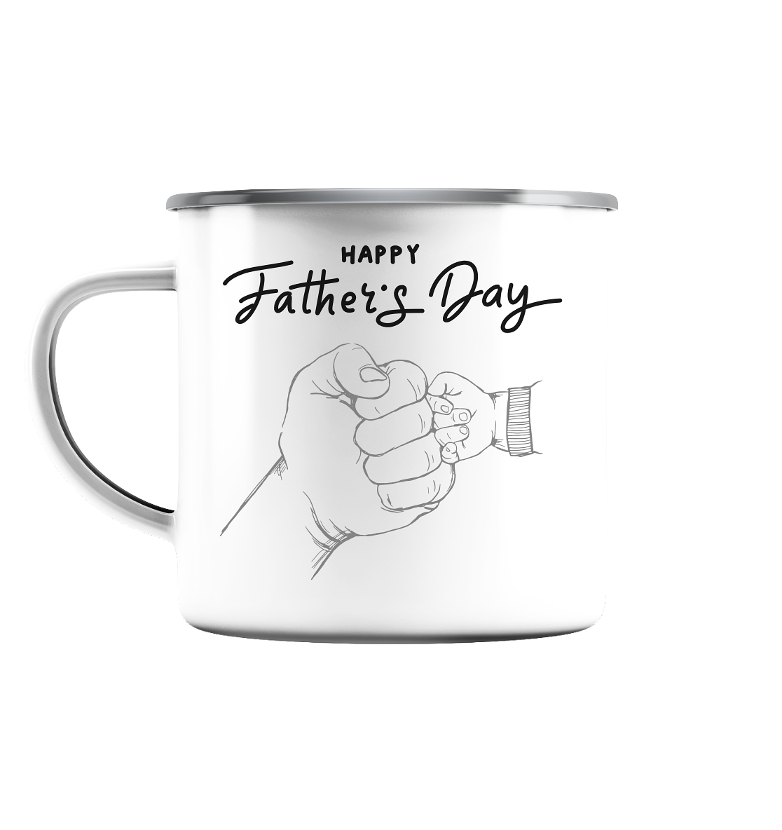 Happy father’s day - Emaille Tasse (Silber)