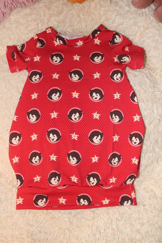 Größe  98 -Süßes Ballonkleid kurzärmlig, rot, Heidi