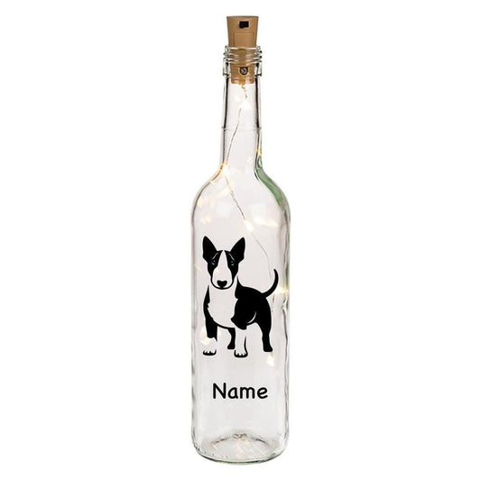 Leuchtflaschen Miniatur Bullterrier, individuell mit Name, Hund, Hunde,