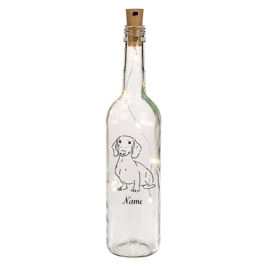 Leuchtflaschen Dackel, individuell mit Name, Hund, Hunde,