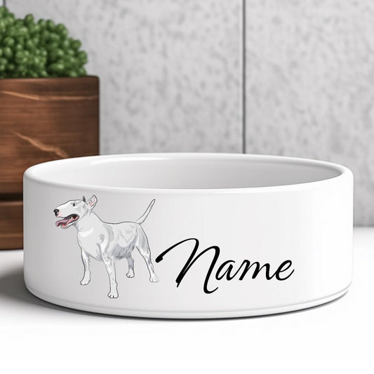 Keramik-Futternapf für Hunde und Katzen mit Motiv und Name, Bullterrier, Miniatur Bullterrier