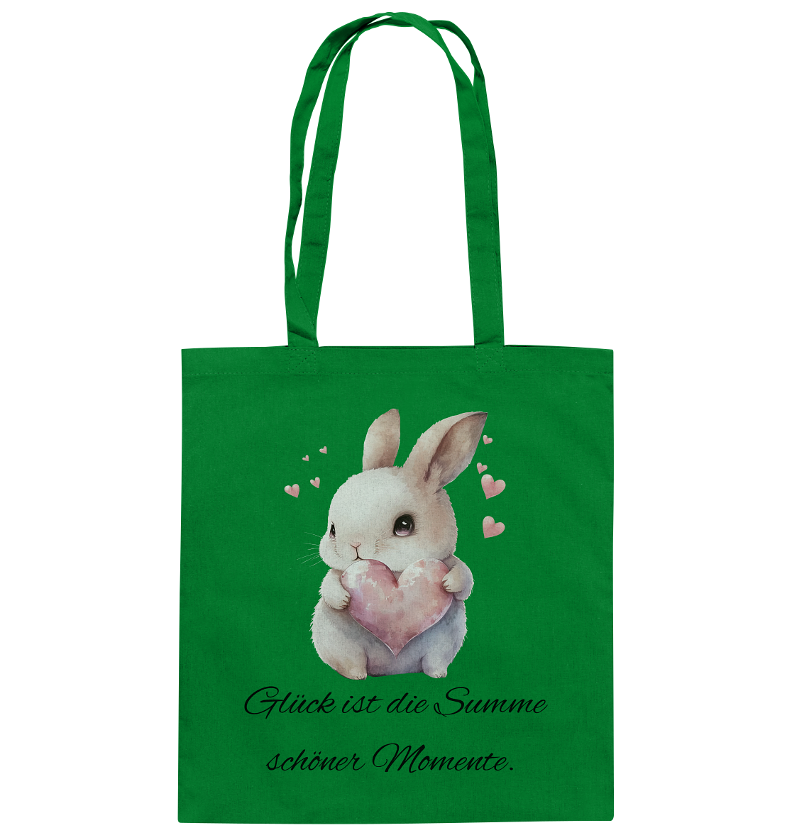 Häschen, Glück ist die Summe schöner Momente - Baumwolltasche
