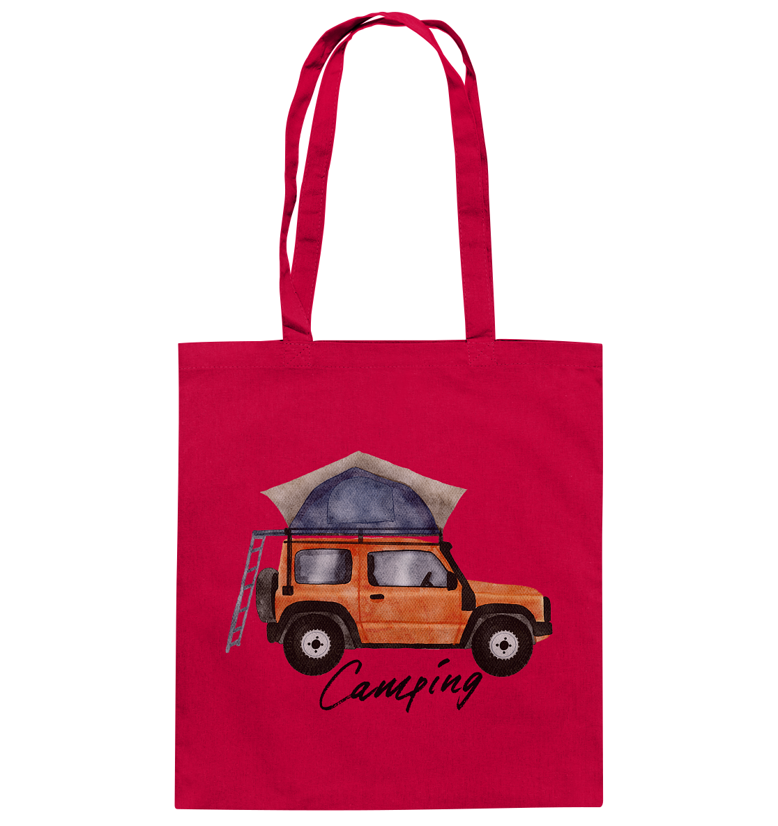 Camping, Dachzelt, Jeep - Baumwolltasche