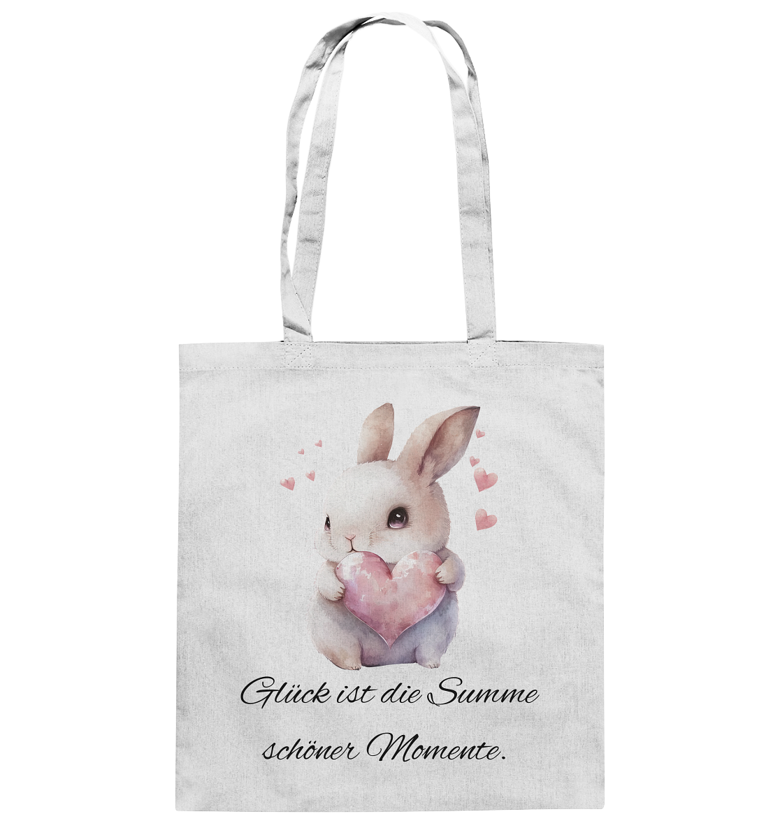 Häschen, Glück ist die Summe schöner Momente - Baumwolltasche