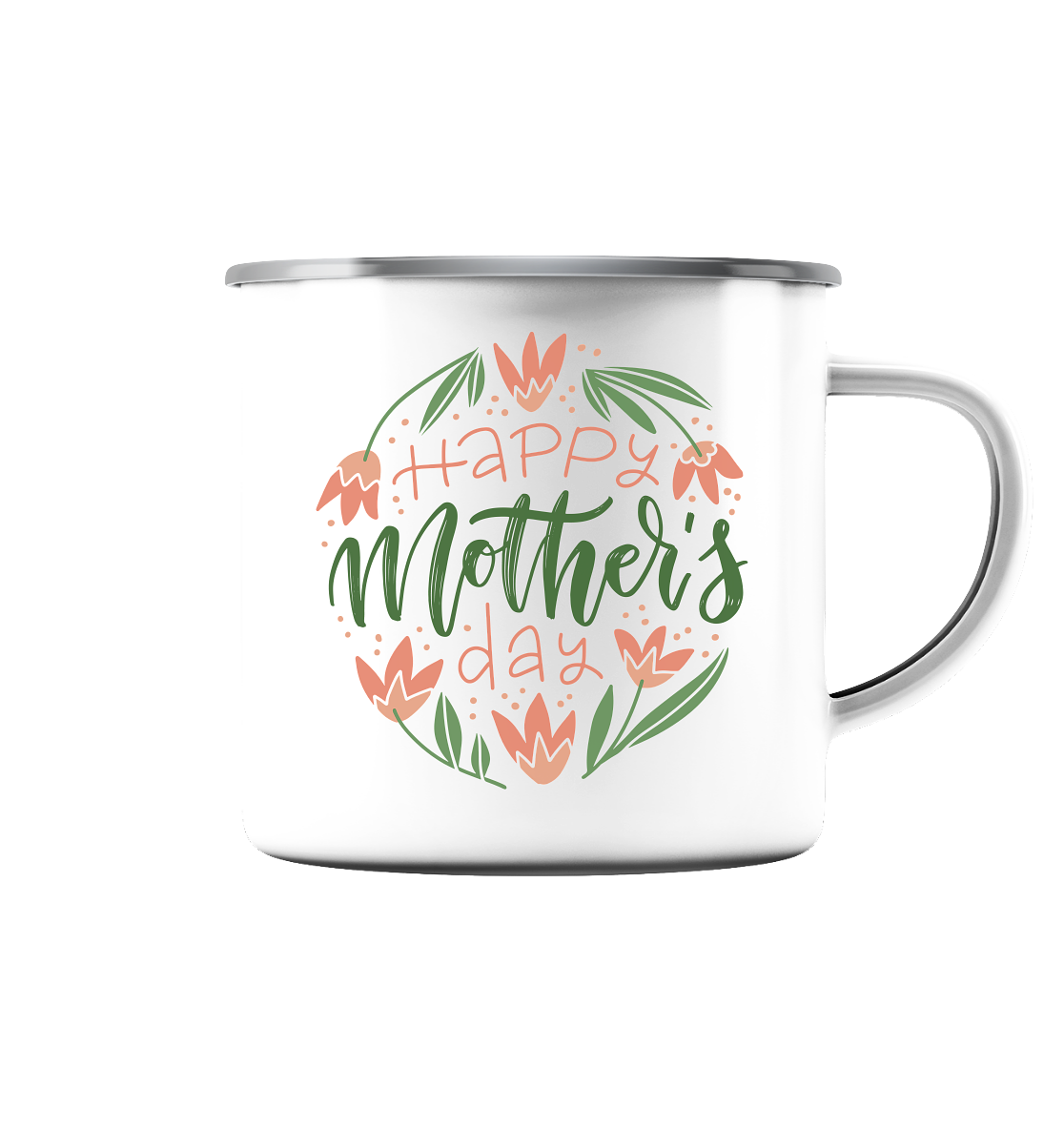 Happy Mothersday - Emaille Tasse (Silber)