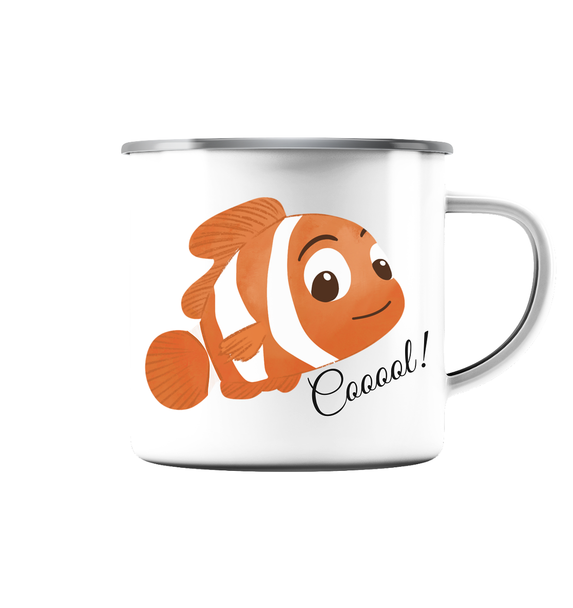 Cooler Clownfisch - Emaille Tasse (Silber)