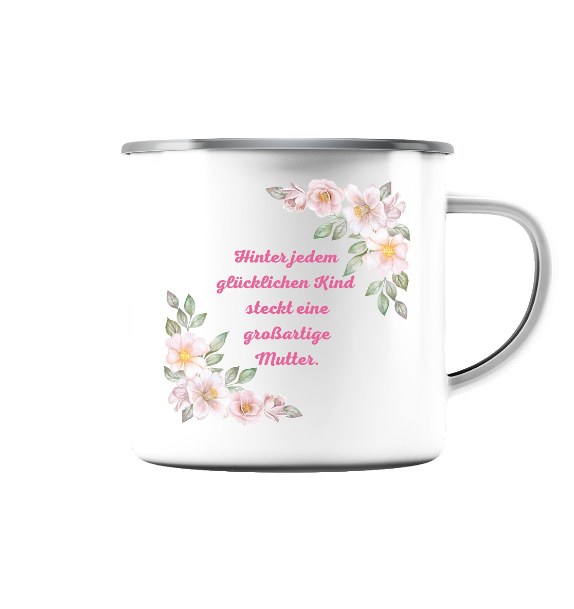 Muttertag, Mama  - Emaille Tasse (Silber)