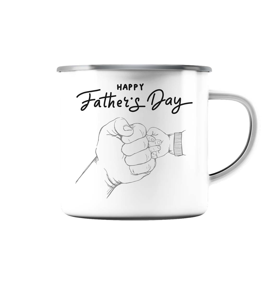 Happy father’s day - Emaille Tasse (Silber)