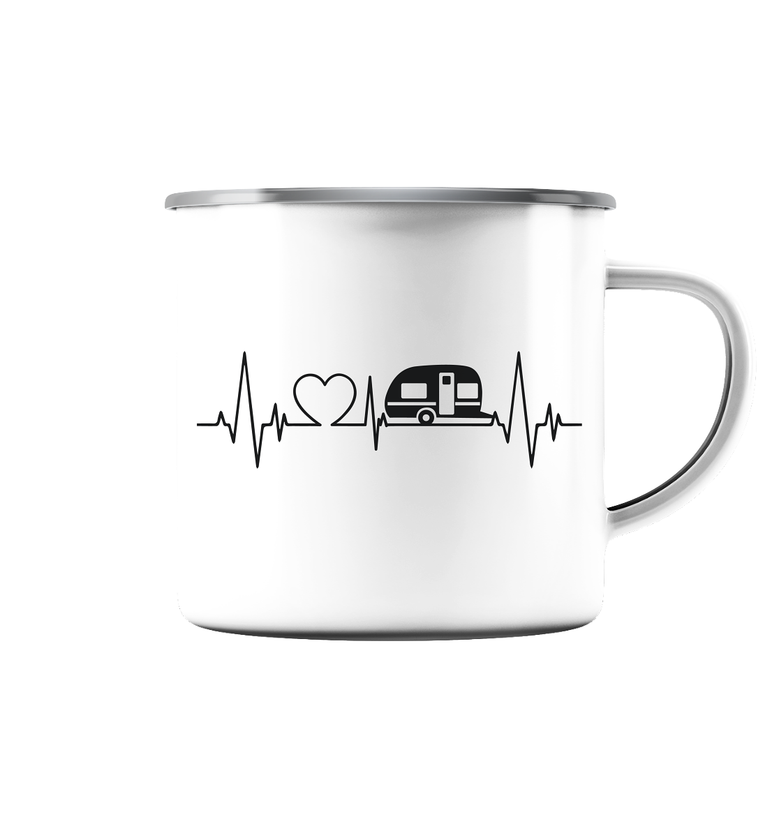 Campingliebe - Emaille Tasse (Silber)
