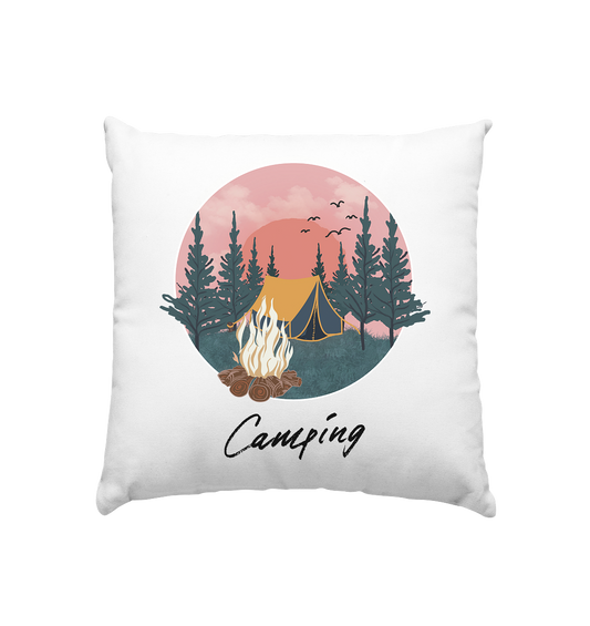 Camping, Zelt, Lagerfeuer, Wald  - Kissen 40x40cm