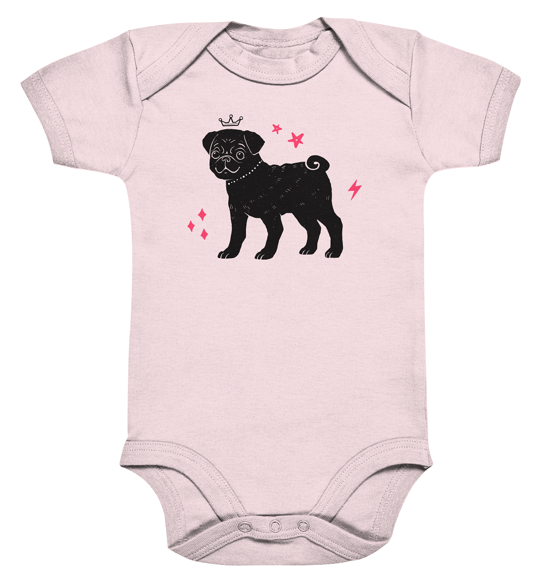 Mops mit Krone - Organic Baby Bodysuite