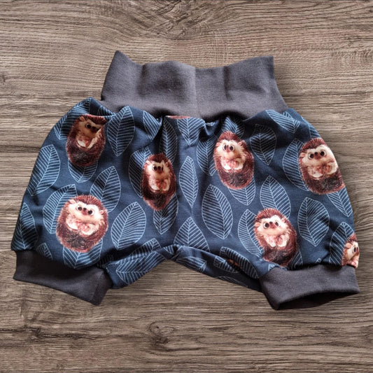 Größe 56-62 Kurze Hose, Pumphose, Jersey, blau, igel