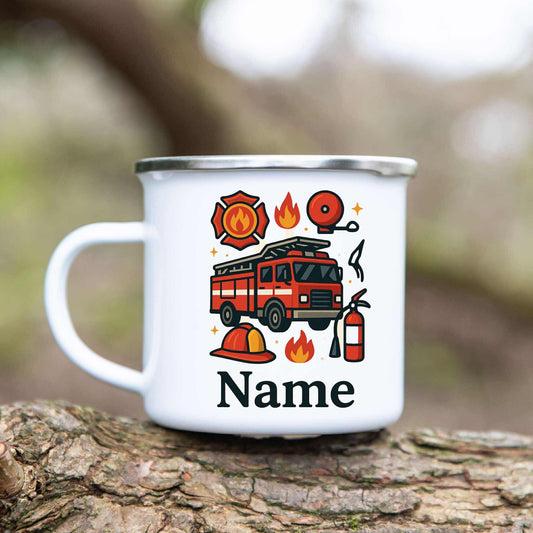 Feuerwehr - Emaille Tasse (Silber)