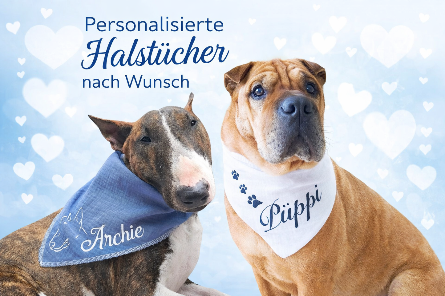 Musselin-Halstuch mit Name für Hunde