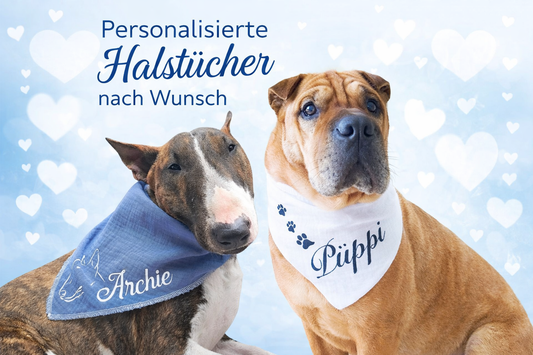 Musselin-Halstuch mit Name für Hunde
