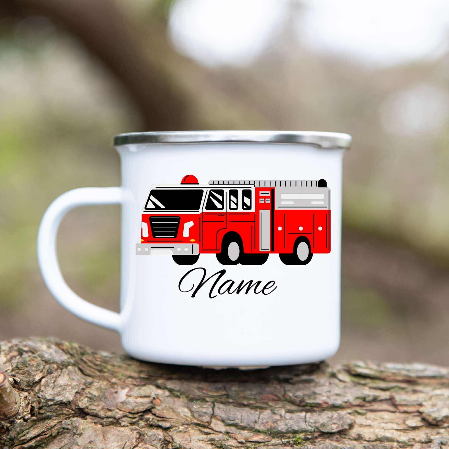 Feuerwehr - Emaille Tasse (Silber)