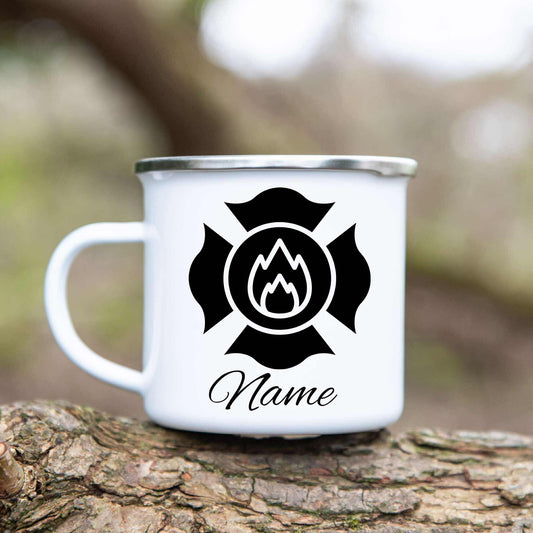 Feuerwehr - Emaille Tasse (Silber)