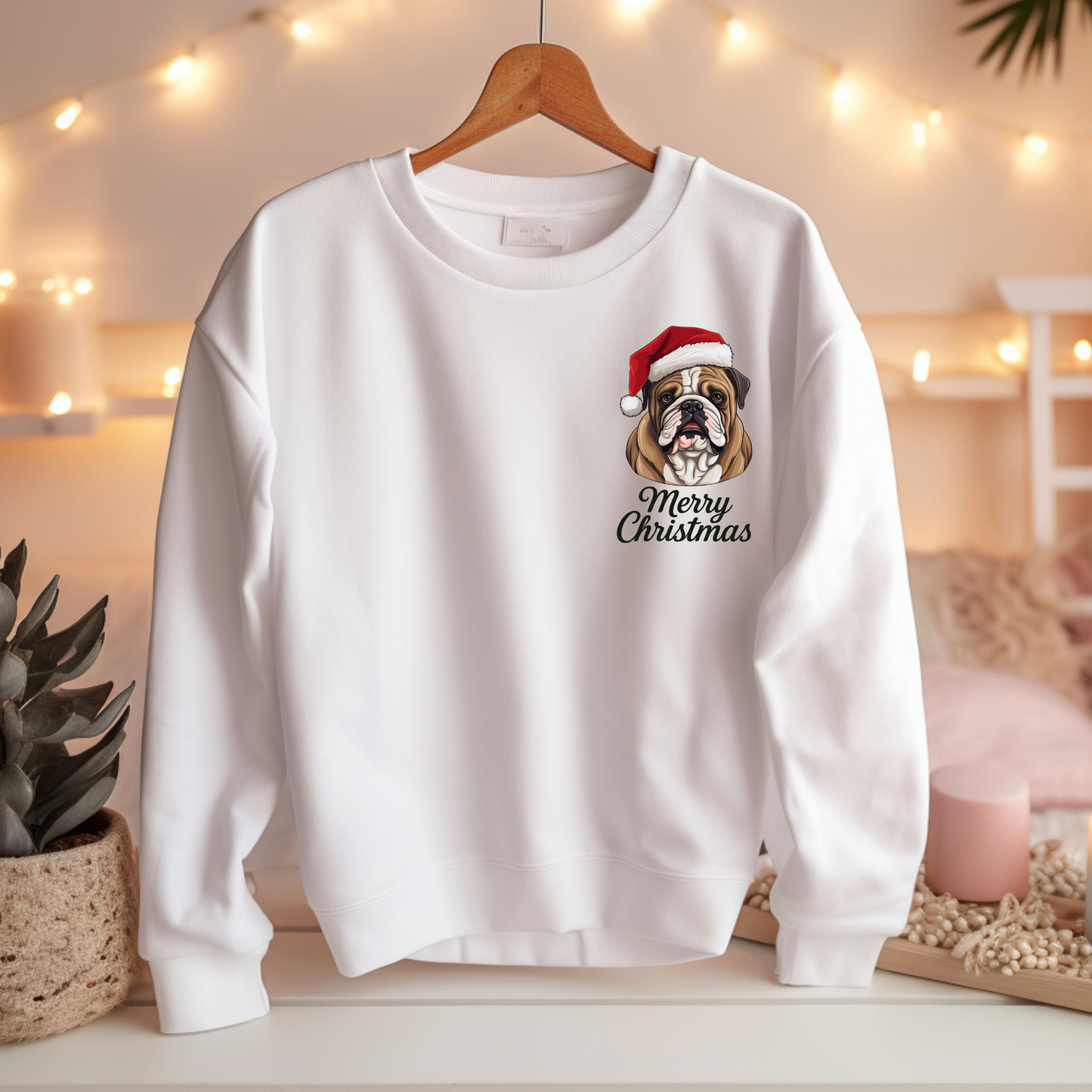 Englische Bulldogge Merry Christmas - Weihnachts-Sweatshirt