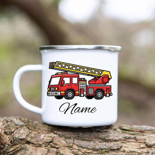 Feuerwehr - Emaille Tasse (Silber)