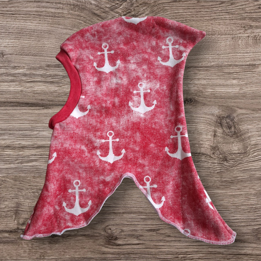 Alpenfleece-Schlupfmützen Anker rot weiß maritim