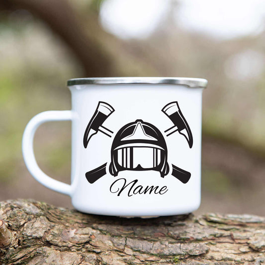 Feuerwehr - Emaille Tasse (Silber)