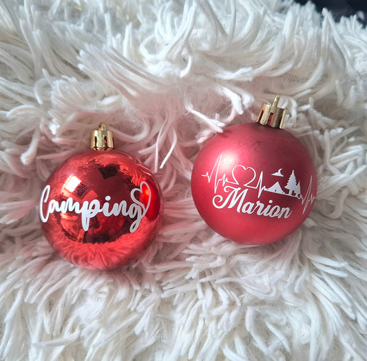 Weihnachtskugeln für Camper mit Name 6cm