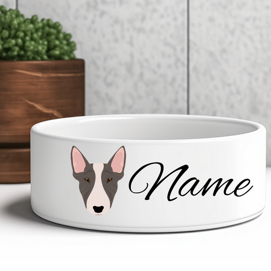 Keramik-Futternapf für Hunde und Katzen mit Motiv und Name, Bullterrier, Miniatur Bullterrier