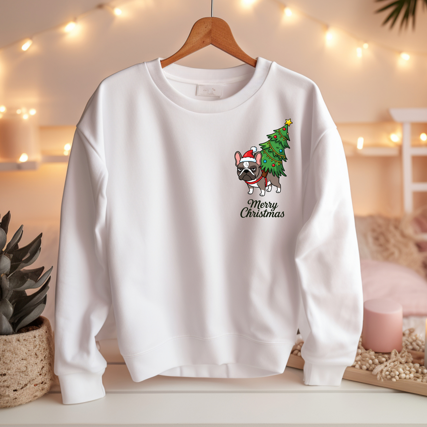 Französische Bulldogge Merry Christmas - Weihnachts-Sweatshirt