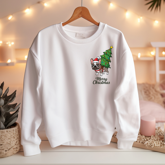 Französische Bulldogge Merry Christmas - Weihnachts-Sweatshirt