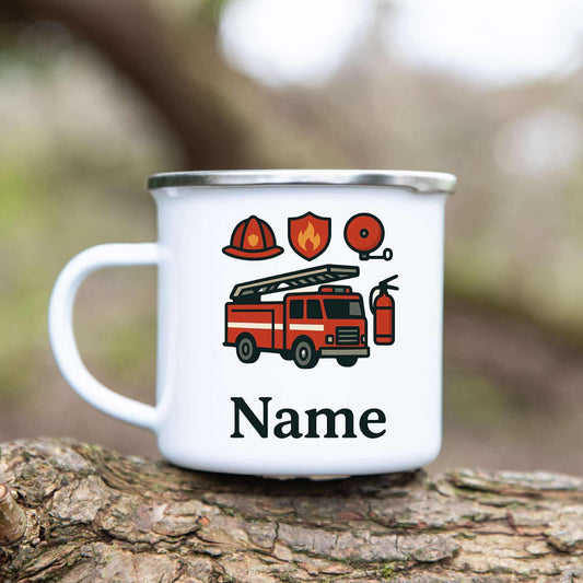Feuerwehr - Emaille Tasse (Silber)
